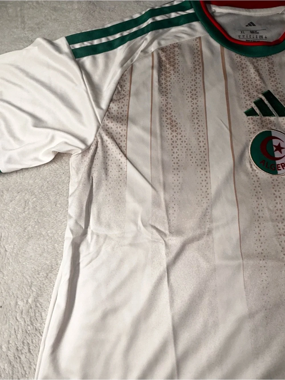 adidas Algeria National Team Soccer Jersey Shirt - White Green Red Size XL
